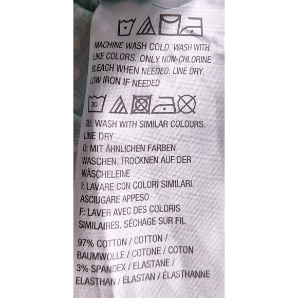 Susan Graver Women 14 Teal White Polka Dot Floral Spring Button Front Shirt - Picture 5 of 6